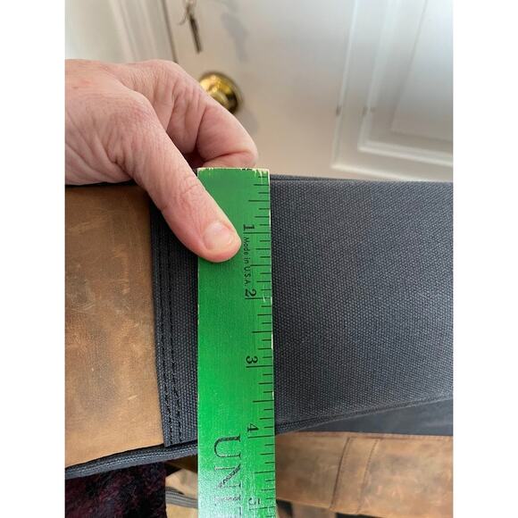 Men's Rugged Cowhide Leather Messenger Bag Laptop Carrier Charcoal Canvas Bag - Picture 13 of 13